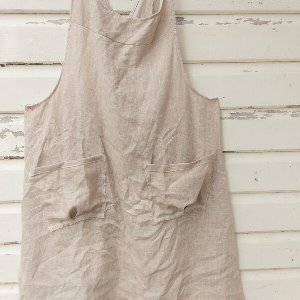 SALE Rustic linen prairie apron lagenlook crossover back