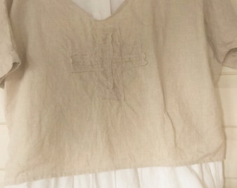 Sale....Hemp natural fabric funky layering top