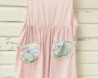 SALE. The pink magnolia summer winter linen apron pinafore tunic