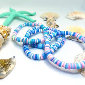 Bracelet, Beaded Bracelet, pink and blue Heshi Bracelet, Heshi Bracelet, cute
