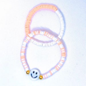 Braceley beaded bracelet clay bead bracelet Christmas gifts for girls orange and white cute preppy tween gift teen gift Christmas gift cute