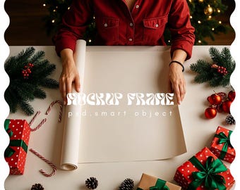 Rollup Poster Mockup Christmas, Photoshop Mockup, Poster Mockup