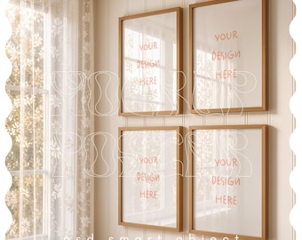 4 Frame Mockup Gallery Set, Set of 4 Frame Mockup, Photoshop Mockup, Wood Frame Mockup, Vertical Frame Mockup, DIN A