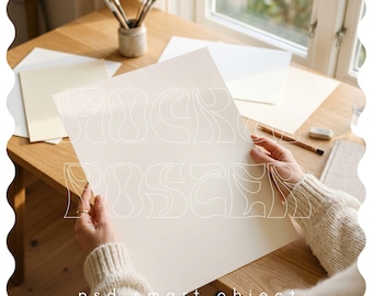 Unframed Vertical Poster Mockup with Person, Simple A4 Page Mockup for Printables, Planners, and Wall Art. PSD Download