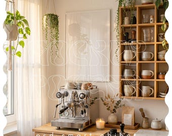 Kitchen Frame Mockup – DIN A Vertical Wood Wall Art Display (PSD File)
