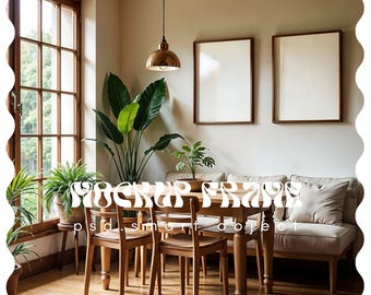 Set of 2 frame mockup, Frame Mockup, Photoshop Mockup, Thin Wood Frame Mockup