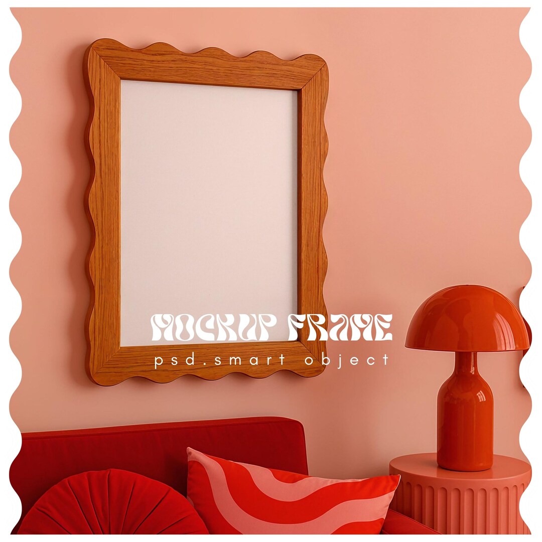 Rustic Red Frame Mockup, Vintage Poster Wall Mockup, PSD for Photoshop ...