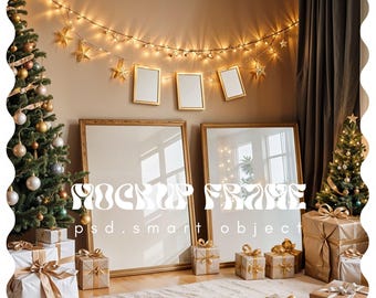 Mockup Frame for Christmas, Frame Mockup Christmas, Photoshop Mockup, White Frame Mockup, Realistic Mockup Frame, Frames Mockup Christmas,