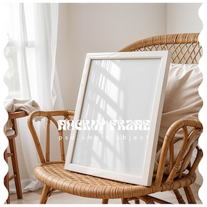 DIN A Vertical Frame Mockup, Frame Leaning on Wall Template for Photoshop, Thin Wood Frame PSD for Prints and Artwork, Scandinavian Mockup