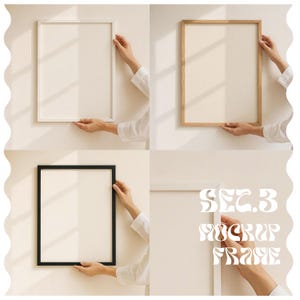 Vertikaler Rahmen Mockup mit Person, Rahmen Mockup, Posterrahmen Mockup, Holzrahmen Mockup Elegantes Mockup | Set aus 3 Mockup Rahmen