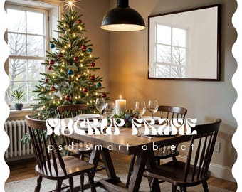 Mockup Frame for Christmas, Horizontal Frame Mockup Christmas, Photoshop Mockup, White Frame Mockup, Realistic Mockup Frame, Frames Mockup