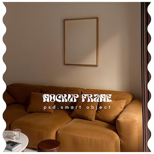 DIN A Vertical Frame Mockup, Frame Leaning on Wall Template for Photoshop, Thin Wood Frame PSD for Prints and Artwork, Scandinavian Mockup