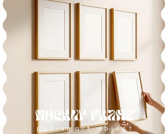 6 Frame Mockup Person Multiple Gallery Set, Set of 6 Frame Mockup, Photoshop Mockup, Wood Frame Mockup, Vertical Frame Mockup, DIN A