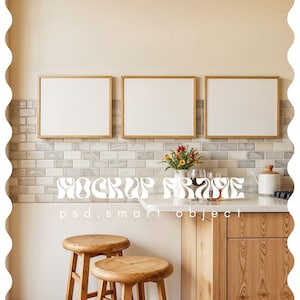Set of 3 Frame Mockup, Photoshop Mockup, Wood Frame Mockup, Horizontal Frame Mockup