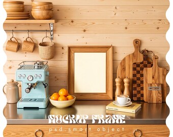 Kitchen Mockup Frame, Wood Frame Mockup, Vertical Frame Mockup, Mockup for poster