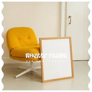 DIN A Vertical Frame Mockup, Frame Leaning on Wall Template for Photoshop, Thin Wood Frame PSD for Prints and Artwork, Scandinavian Mockup