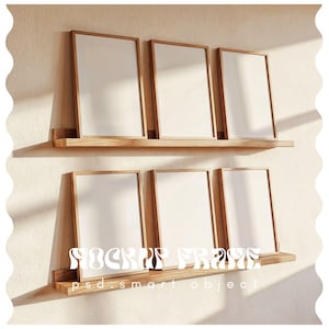 6 Frame Mockup Gallery Set, Set of 6 Frame Mockup, Photoshop Mockup, Wood Frame Mockup, Vertical Frame Mockup, DIN A