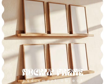 6 Frame Mockup Gallery Set, Set of 6 Frame Mockup, Photoshop Mockup, Wood Frame Mockup, Vertical Frame Mockup, DIN A