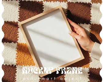 Frame Mock ups on Floor, Artwork Display Poster Mockup Red, Unique Frame Mockup, Retro Poster Mockup, Preppy Design Mockup