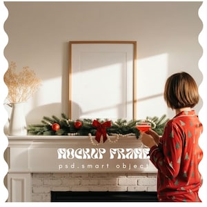 Video Frame Mockup With Person, Vertical Frame Video Mockup, DIN A Ratio, Thin Wood Frame, PSD Photoshop Animated Mockup