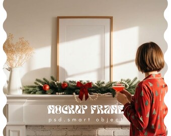 Video Frame Mockup With Person, Vertical Frame Video Mockup, DIN A Ratio, Thin Wood Frame, PSD Photoshop Animated Mockup