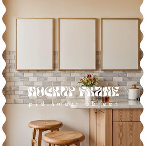 Set of 3 Frame Mockup, Photoshop Mockup, Wood Frame Mockup, Vertical Frame Mockup
