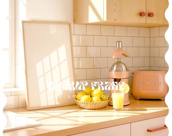 Kitchen Mockup Frame, Wood Frame Mockup, Vertical Frame Mockup, Mockup for poster