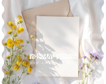 Boho card mock up, Minimalist invitation mockup, Blank Card Mock Up, Greeting Card Mockup, A4 Card Mockup, 5x7 Invite Mock-Up