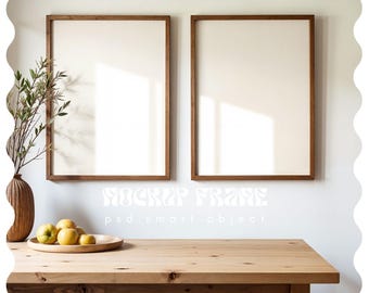 Set of 2 frame mockup, Frame Mockup, Photoshop Mockup, Thin Wood Frame Mockup