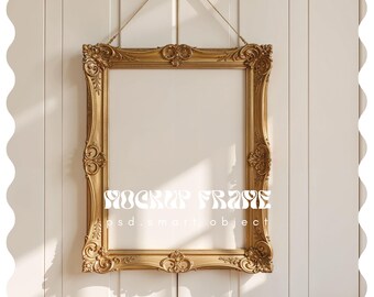 Vintage Frame Mockup, Poster Frame Mockup Template, Vintage Mockup Frame, Vintage frame Mock Up For Wall Art, PSD & PNG