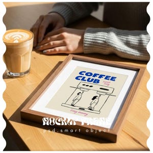 Video Frame Mockup With Person, Vertical Frame Video Mockup, DIN A Ratio, Thin Wood Frame, PSD Photoshop Animated Mockup
