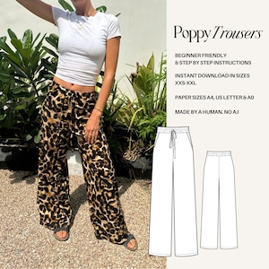 Naaipatroon linnen broek wijde pijpen: elastische taille (pdf-patroon)