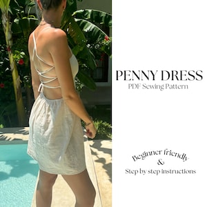 Tie Back Linen Summer Dress Sewing Pattern (PDF)
