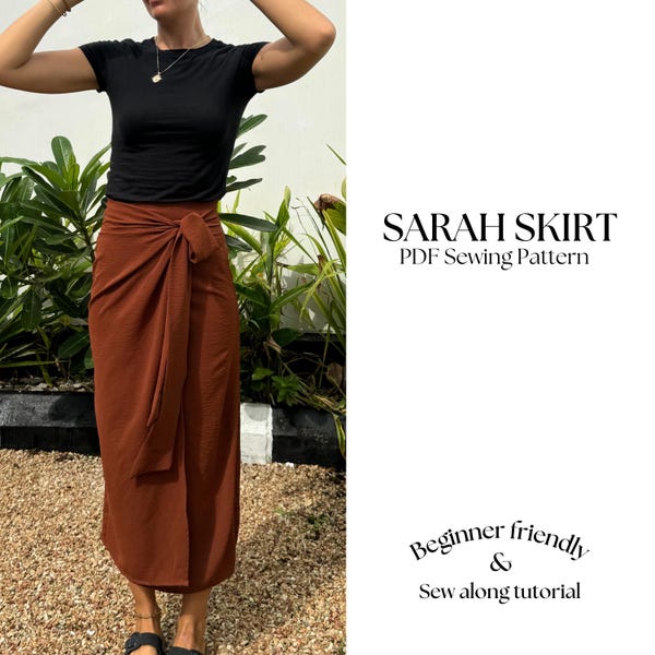 Midi Wrap Skirt Sewing Pattern: Beginner Friendly (PDF Pattern)