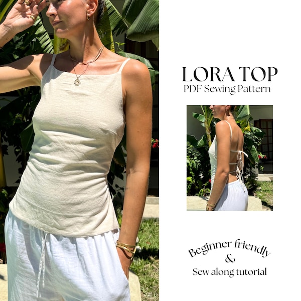 Backless Top Sewing Pattern: Beginner Friendly (PDF)