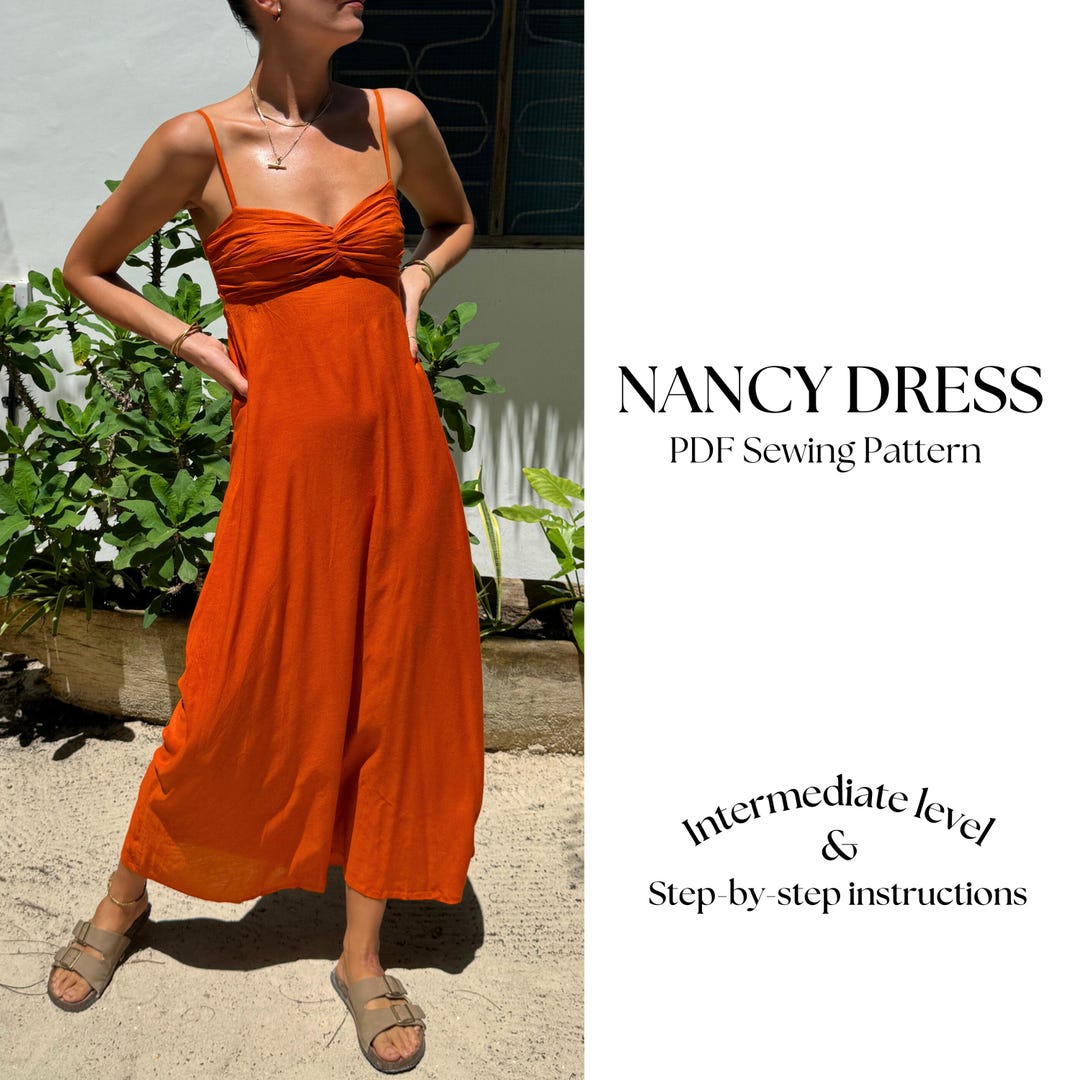 Maxi Dress Sewing Pattern Tie Back Babydoll Sundress (PDF Pattern) Etsy — free download