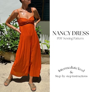 Maxi Dress Sewing Pattern: Tie Back Babydoll Sundress (PDF Pattern)