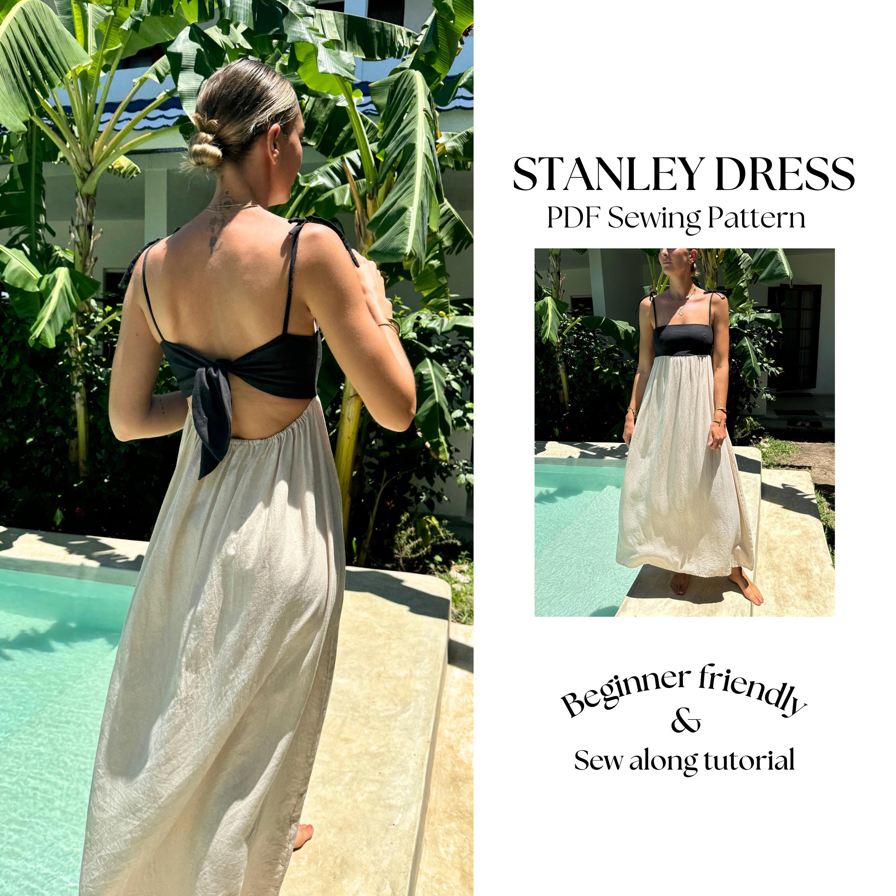 Tie Back Maxi Dress PDF Sewing Pattern: Linen Sundress (Sizes XXS-XXL)