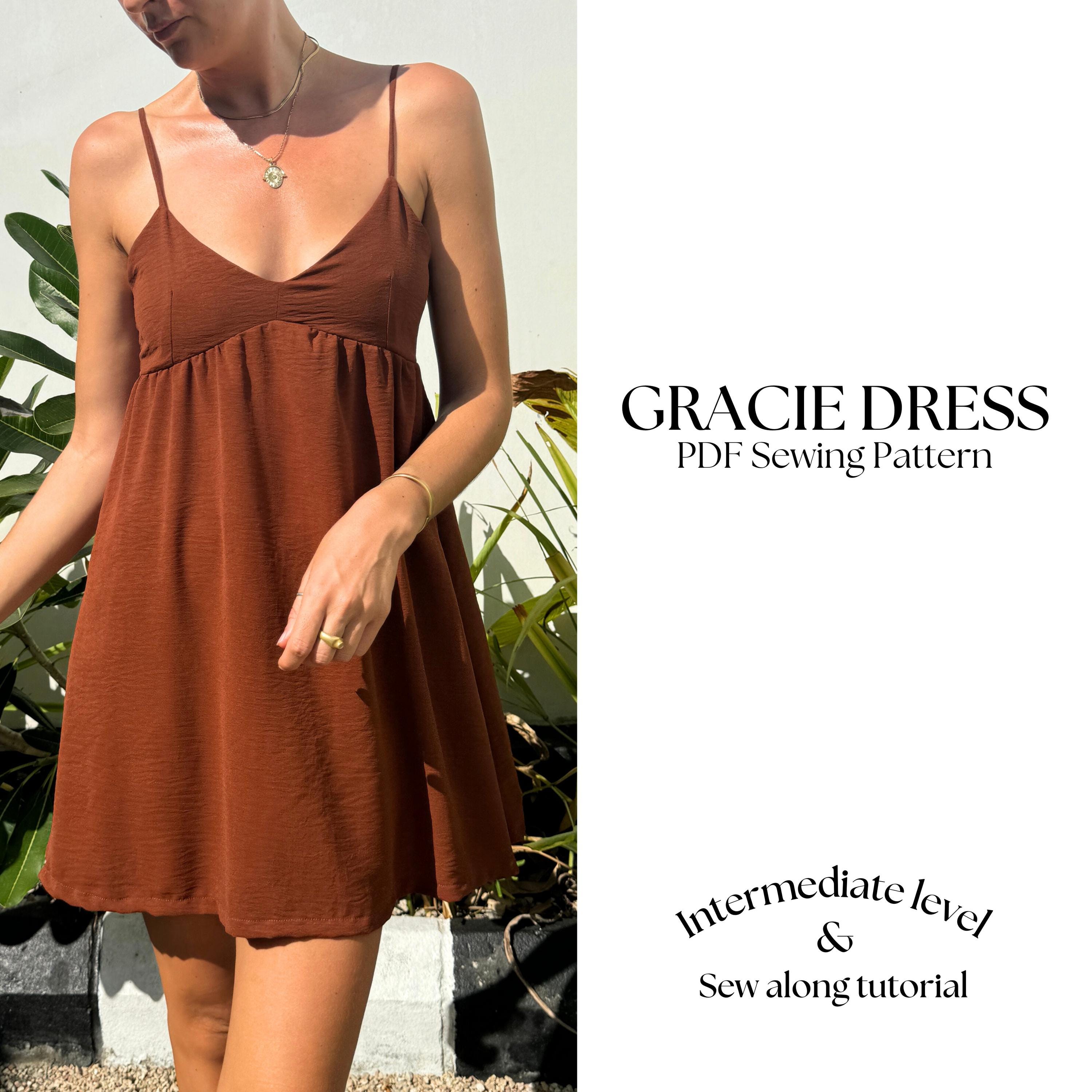 Babydoll Cami Dress- PDF Sewing pattern, Summer Dress, Cami dress, Sundress Pattern, Strappy mini dress, Sizes XXS-XXL, Intermediate level