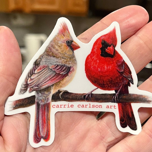 Cardinal pair original drawing vinyl sticker