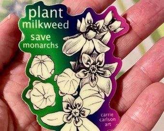 Plant Milkweed Save Monarchs Vinyl nachtleuchtender Aufkleber