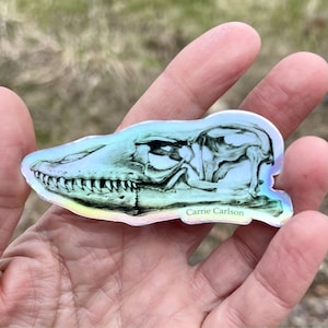 Adesivo holográfico de vinil Komodo Dragon Skull 3+