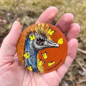 2,5" glitterende vinylsticker emoe en vlinders (van origineel schilderij)
