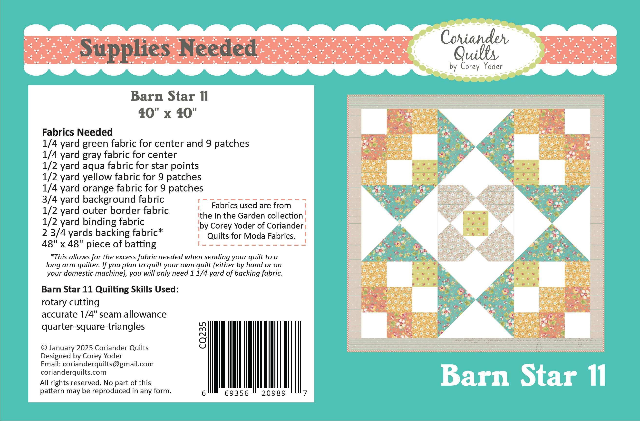 Barn Star 11 PDF/DIGITAL Quilt Pattern #235 - Etsy