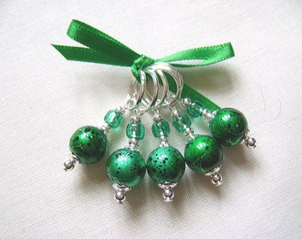 Emerald Green Stitch Markers for Knitting or Crochet