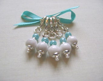 Howlite Gemstone Stitch Markers for Knitting or Crochet
