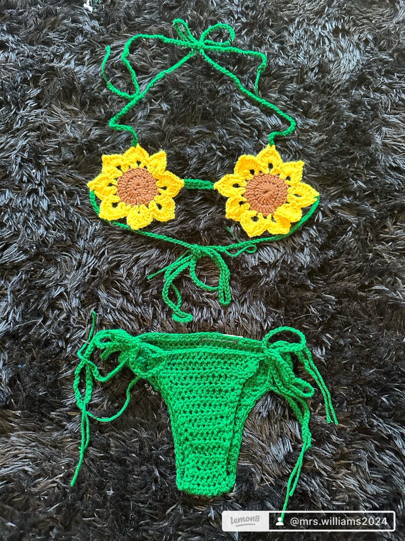Handmade Crochet Sunflower Bikini Etsy handmade-crochet-sunflower-bikini-etsy