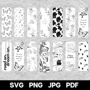 Bookmark svg , Bookmark SVG Bundle, Floral Bookmark Svg, bookmark template, Bookmark Quote svg, books svg, retro book svg