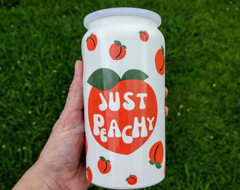Just Peachy Tumbler – 16oz Stainless Steel Tumbler – Made to Order Double-Wall Insulated Cup with Lid & Straw