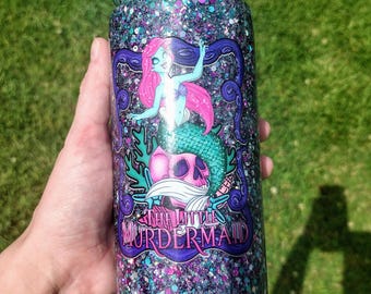20oz Plastic Snow Globe Tumbler – The Little Murdermaid Glitter Horror Mermaid Cup